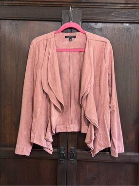 Relativity Western Pink Faux Suede Jacket Draped Front Medium Coastal Cowgirl
